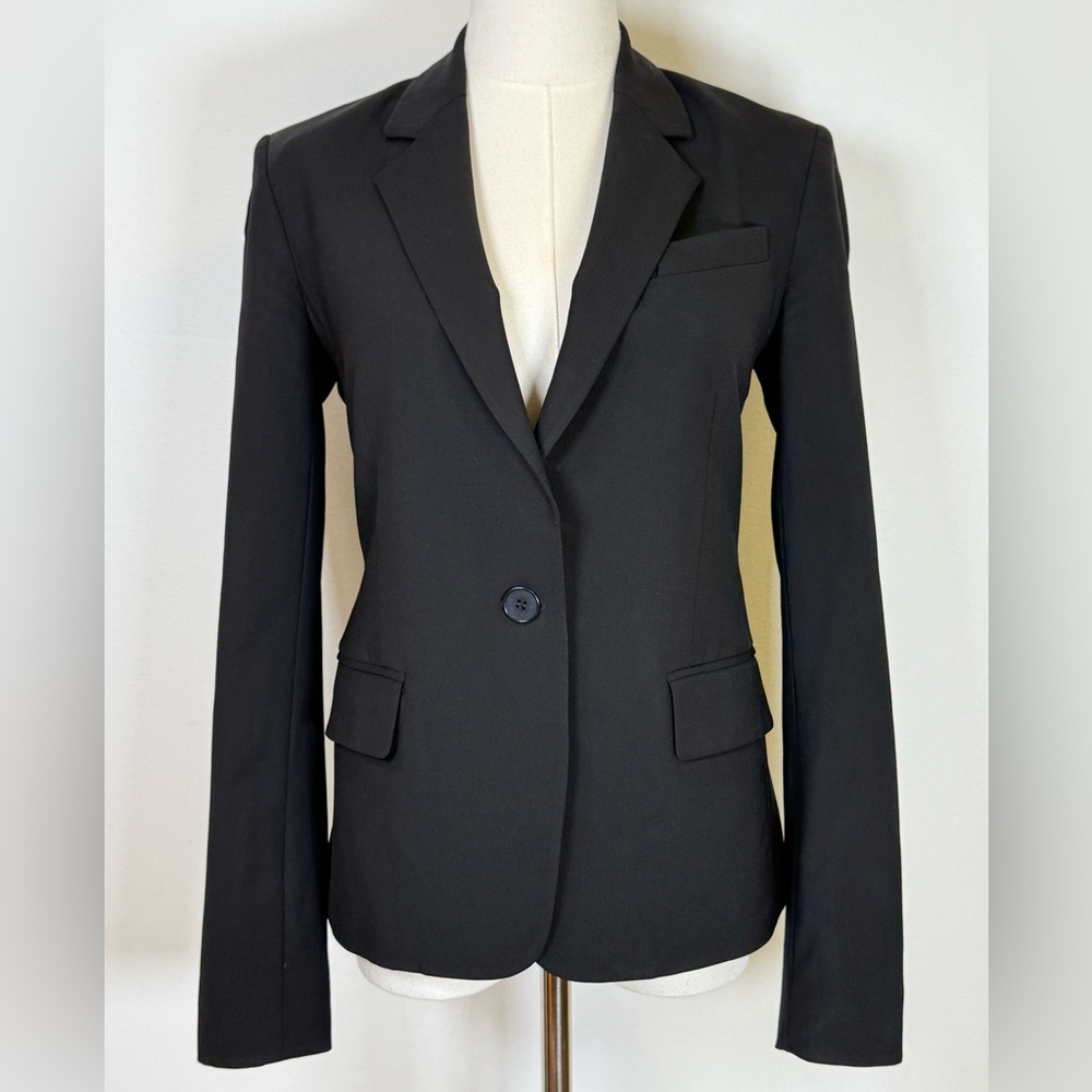 Theory | Classic Black Blazer Virgin Wool Blend Single Breasted Women’s Size 2